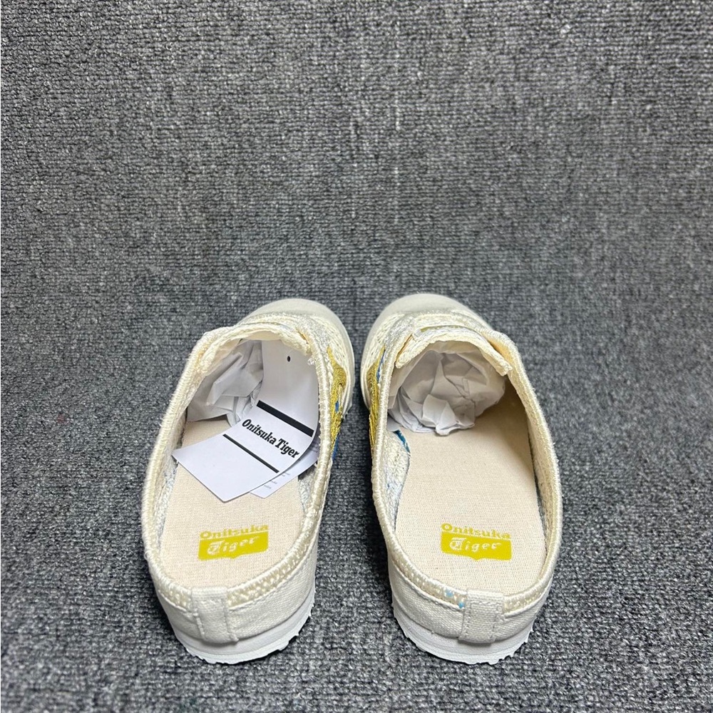 Onitsuka Tiger by Asics Cream Slip-On Sneakers with Yellow and Blue Stripes - Picture 5 of 6